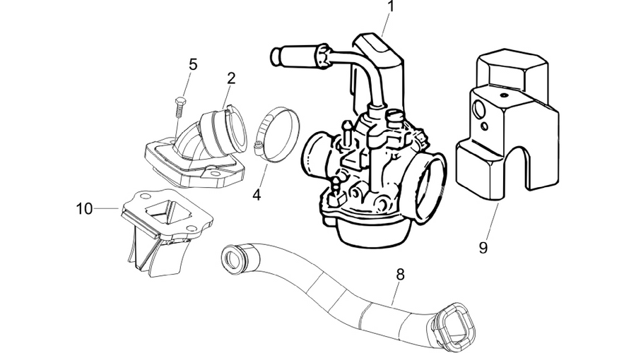 Carburettor, assembly - Union pipe