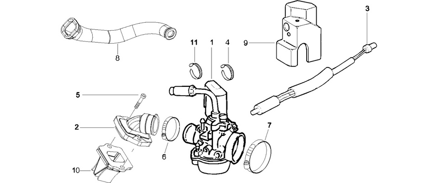 Carburettor, assembly - Union pipe