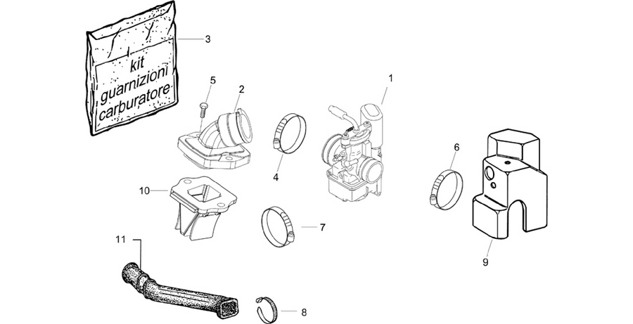 Carburettor, assembly - Union pipe