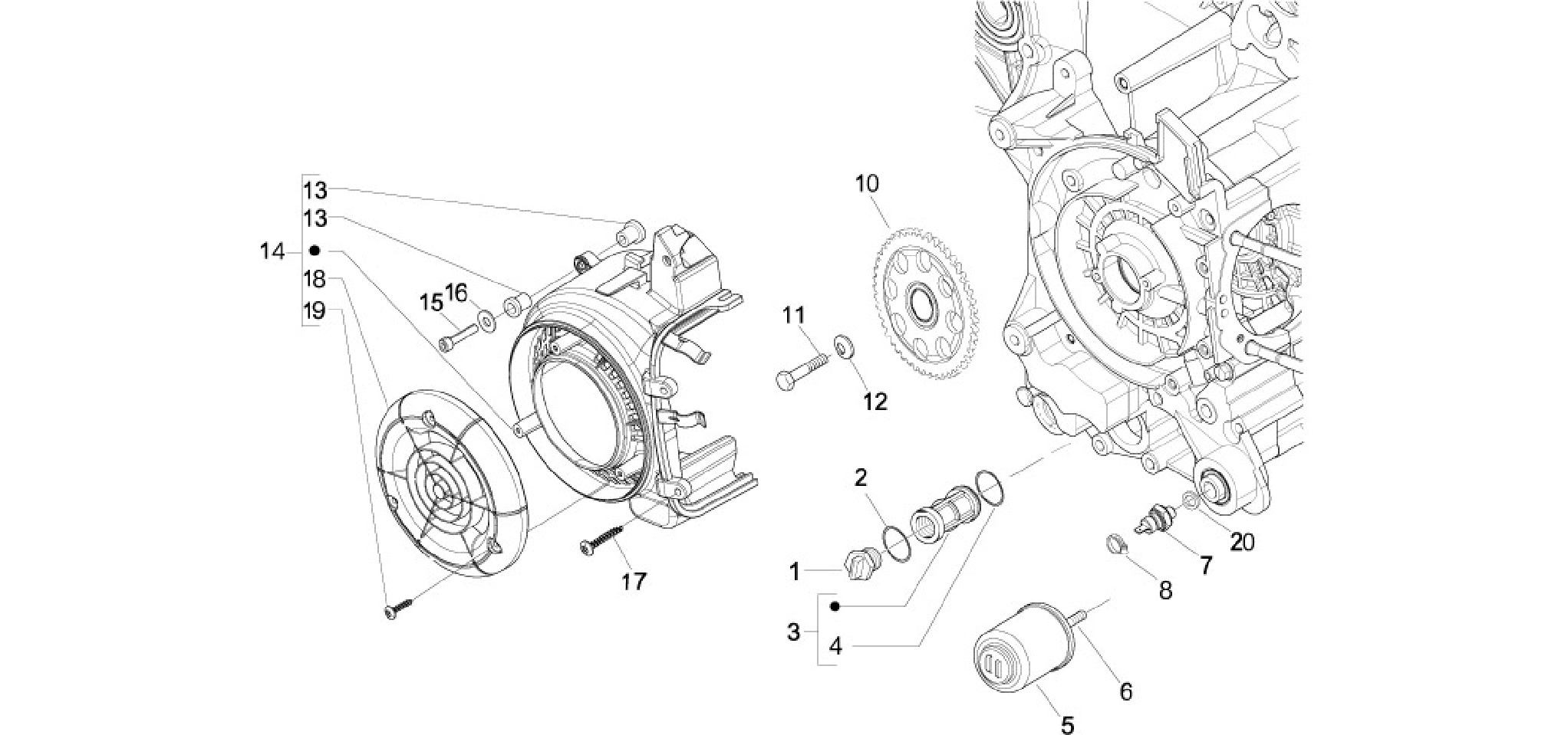 Flywheel magneto cover - Oil filter
