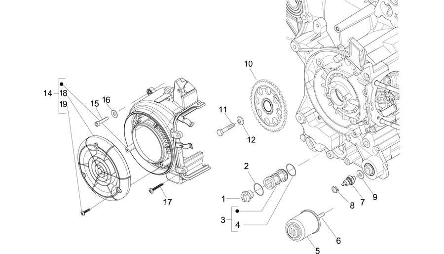 Flywheel magneto cover - Oil filter