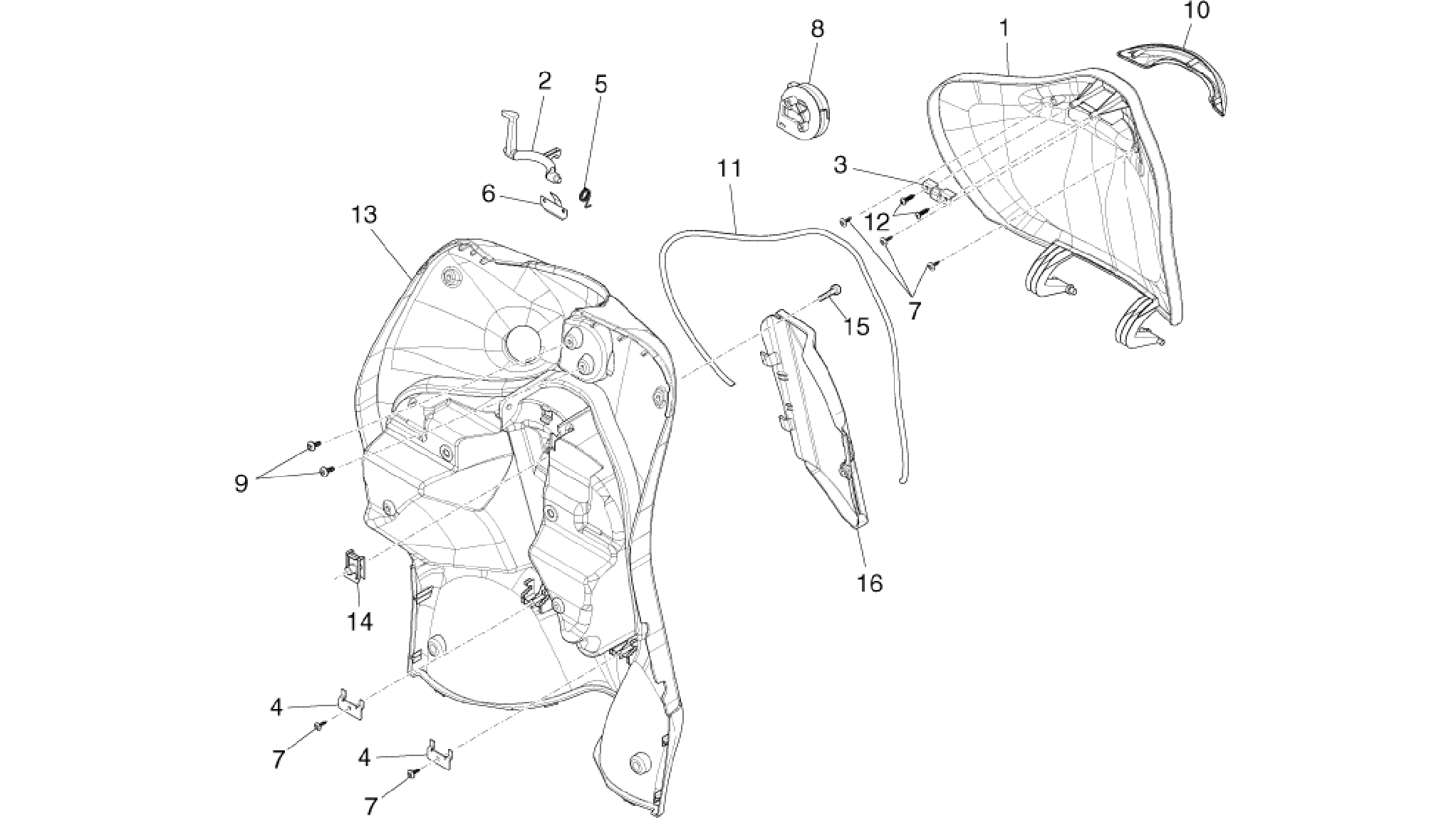 Front glove-box - Knee-guard panel
