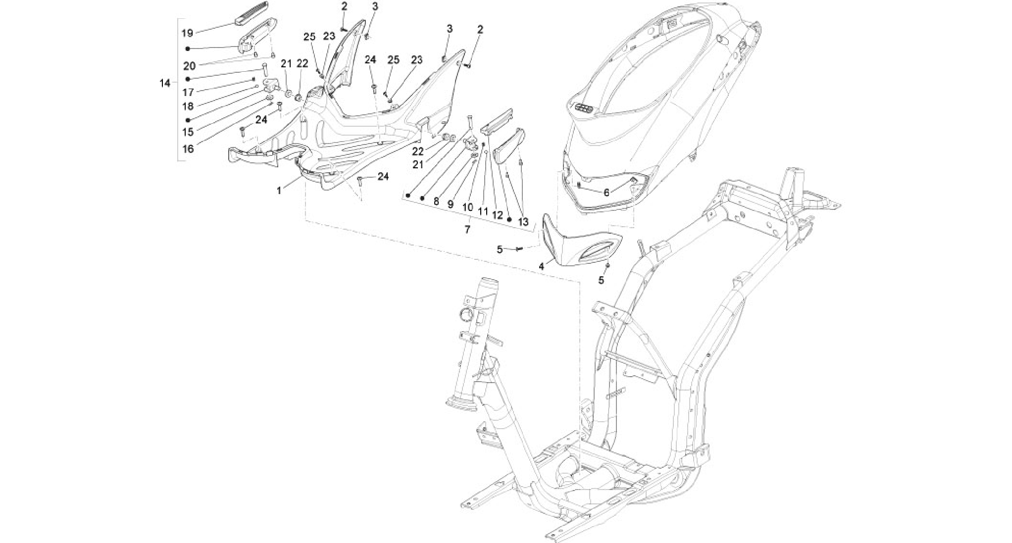 Central cover - Footrests