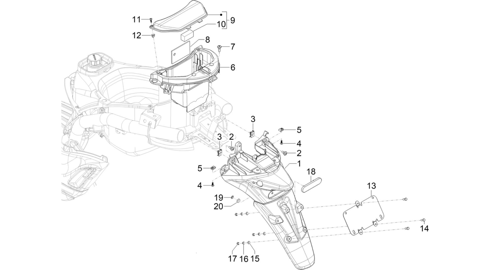 Rear cover - Splash guard