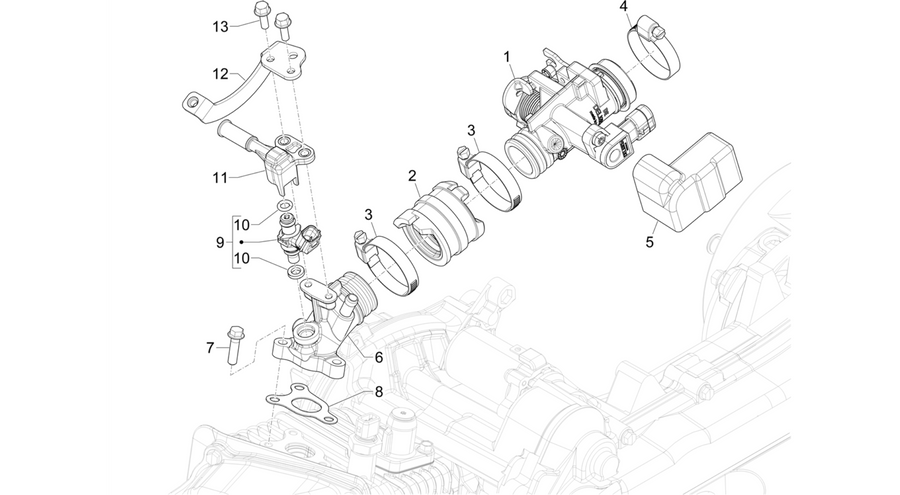 Throttle body - Injector - Induction joint