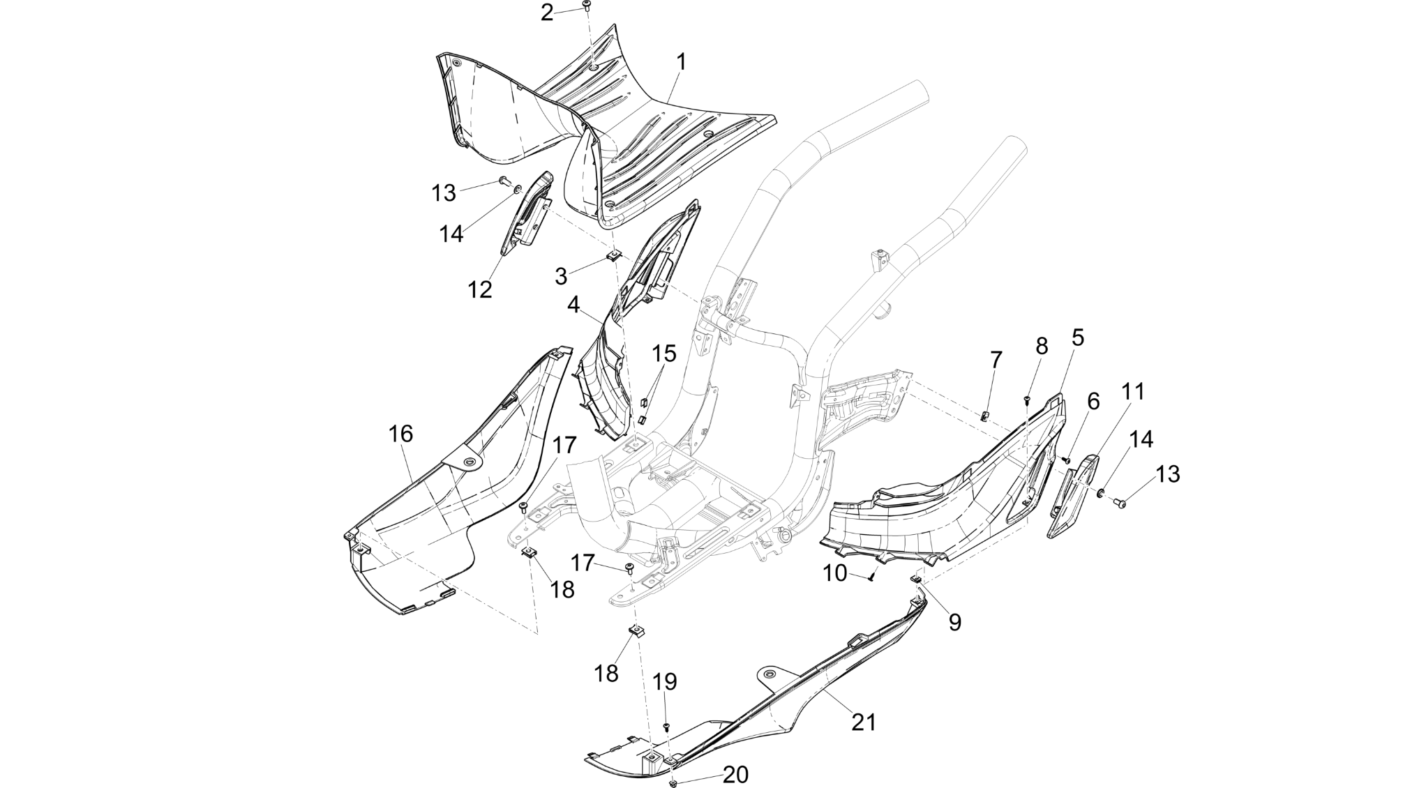Central cover - Footrests