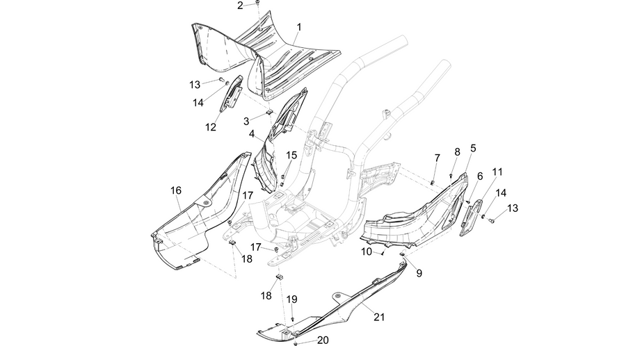 Central cover - Footrests