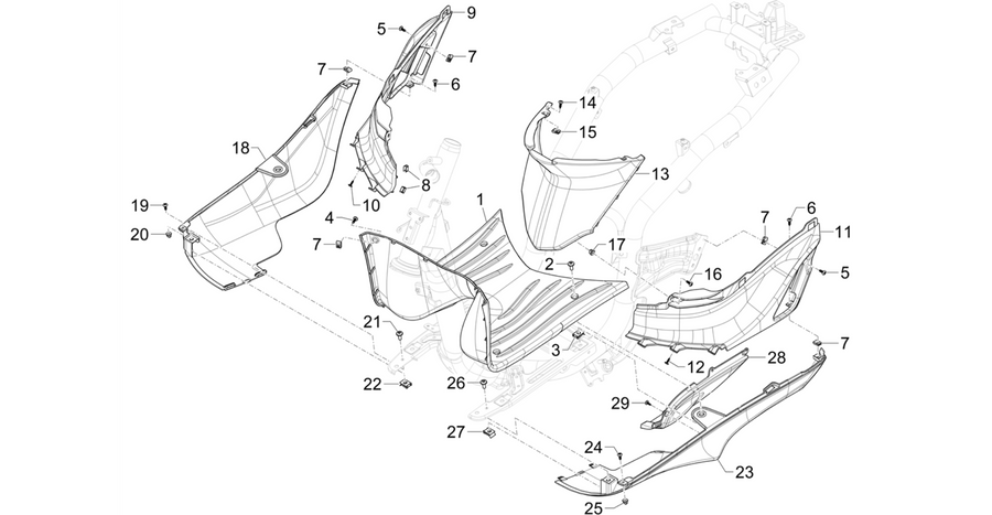 Central cover - Footrests