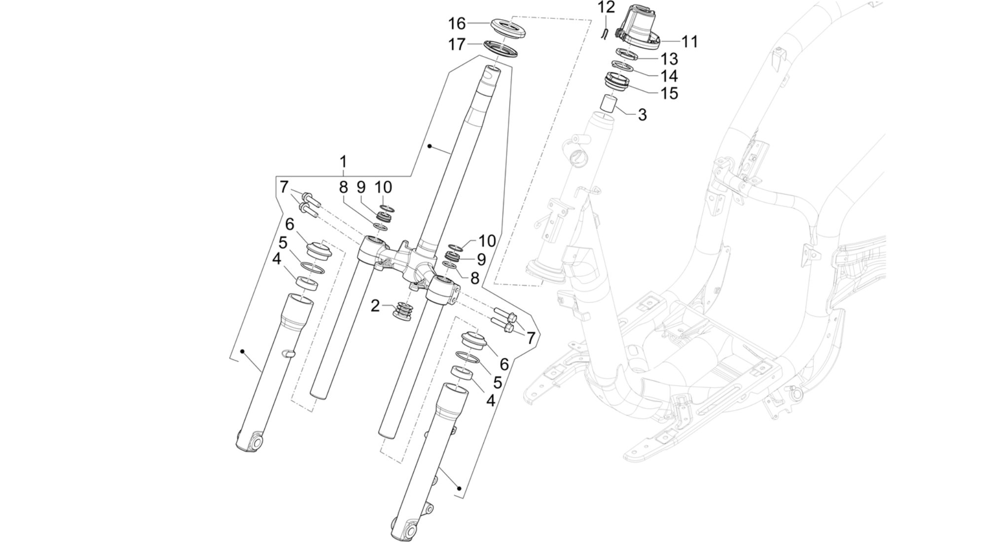 Fork/steering tube - Steering bearing unit