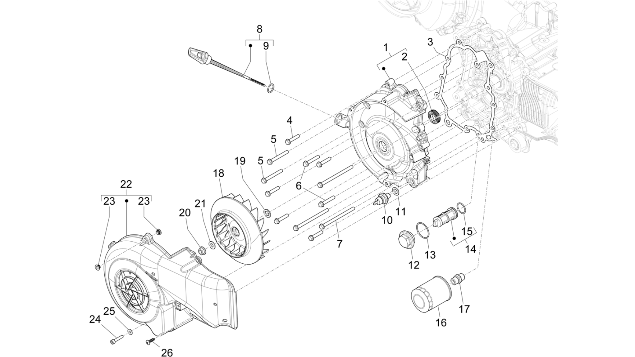 Flywheel magneto cover - Oil filter