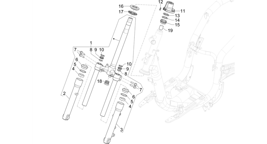 Fork/steering tube - Steering bearing unit