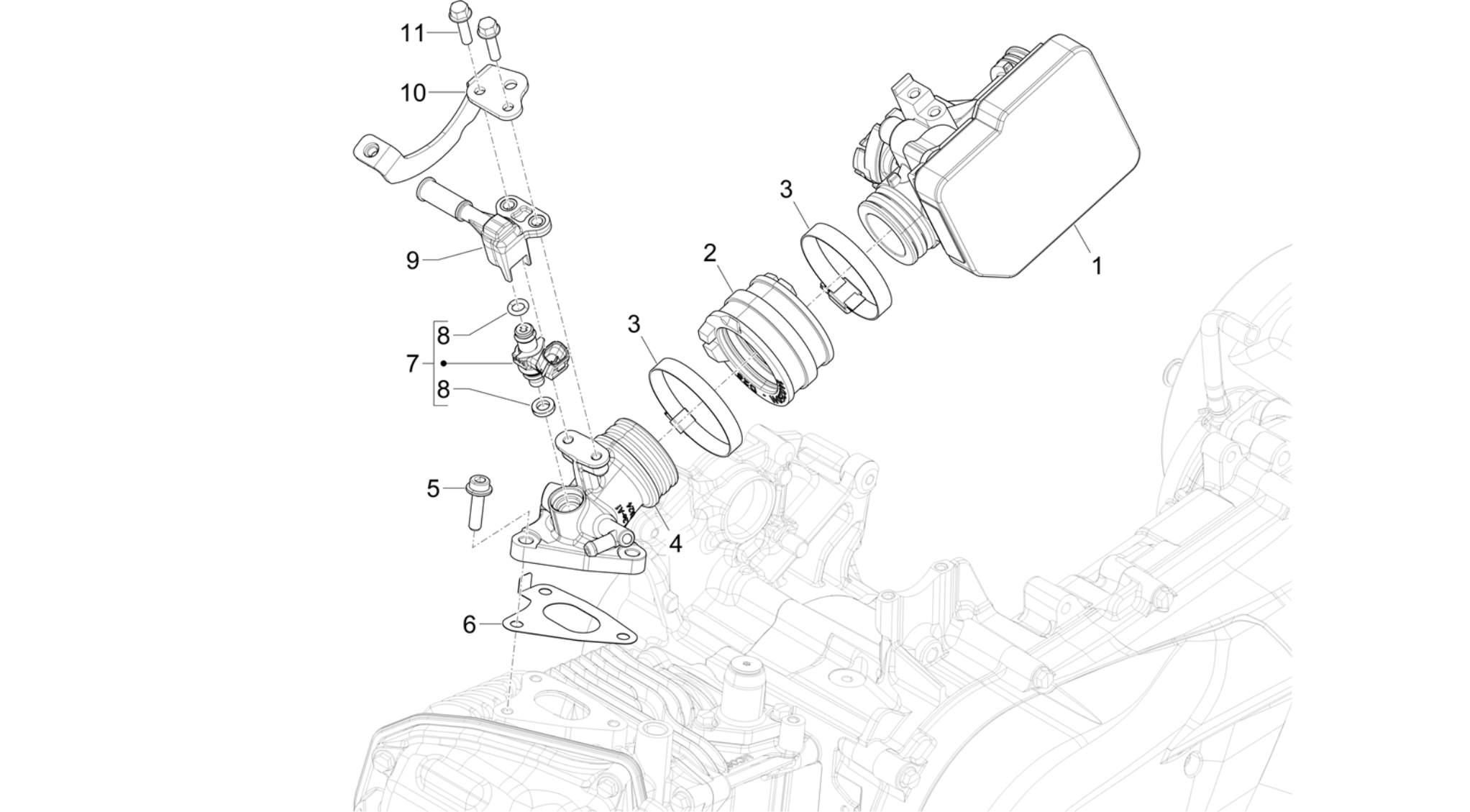 Throttle body - Injector - Induction joint