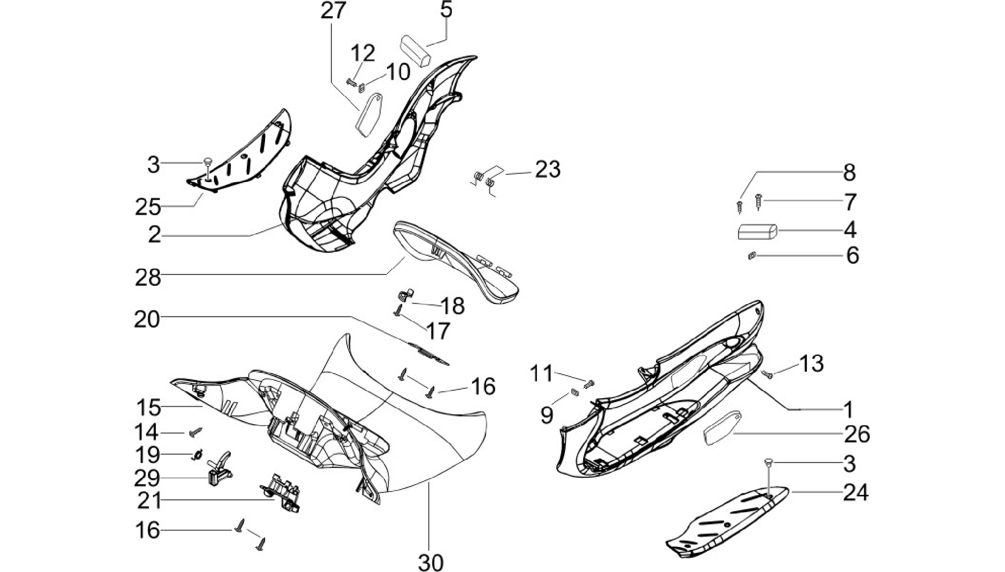 Central cover - Footrests
