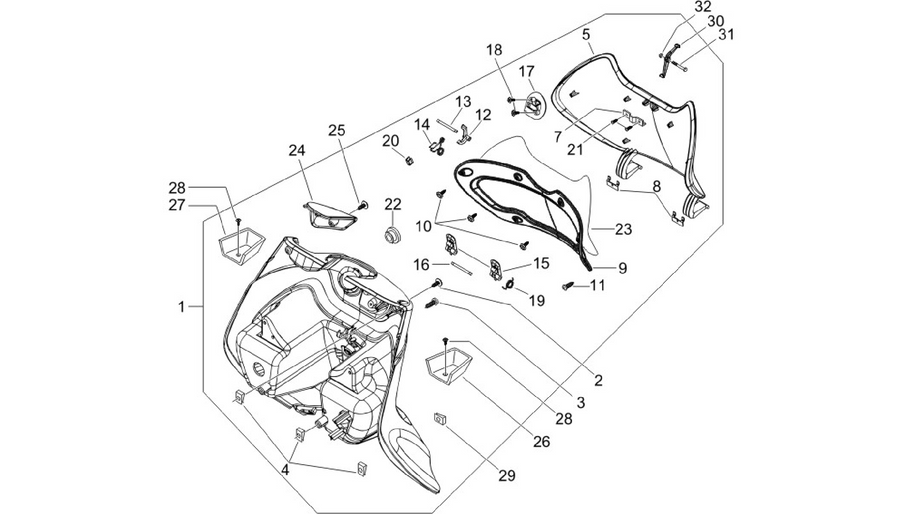 Front glove-box - Knee-guard panel