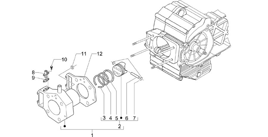 Cylinder-piston-wrist pin unit