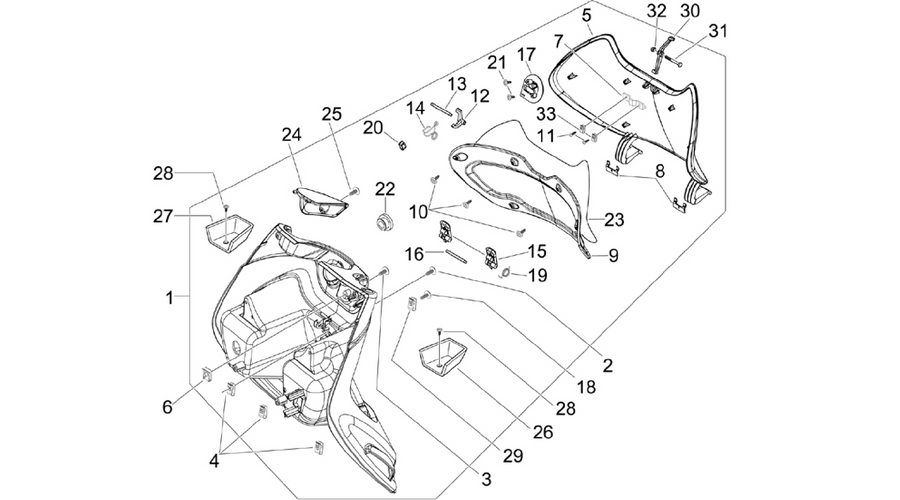 Front glove-box - Knee-guard panel