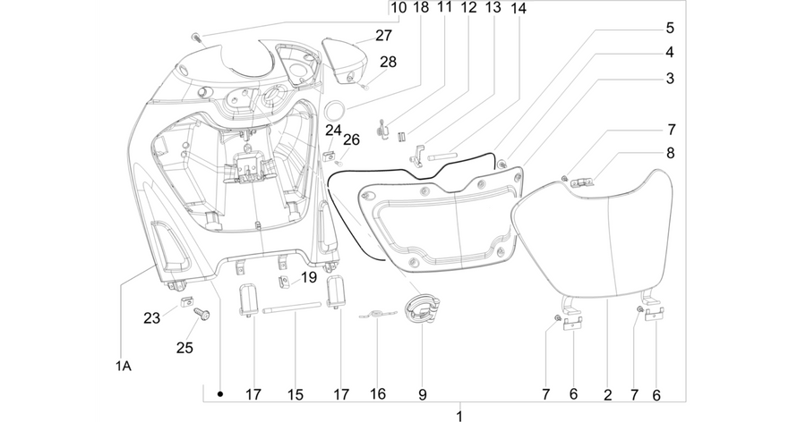 Front glove-box - Knee-guard panel