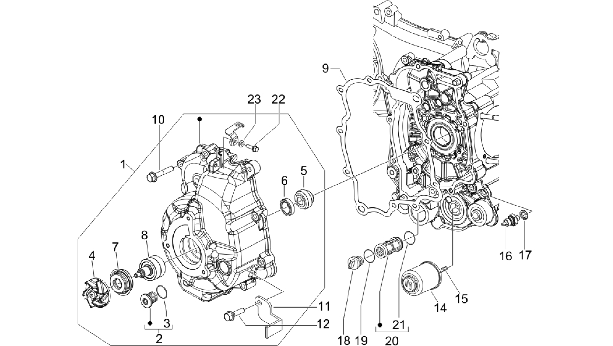 Flywheel magneto cover - Oil filter