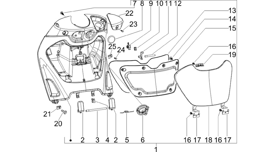 Front glove-box - Knee-guard panel