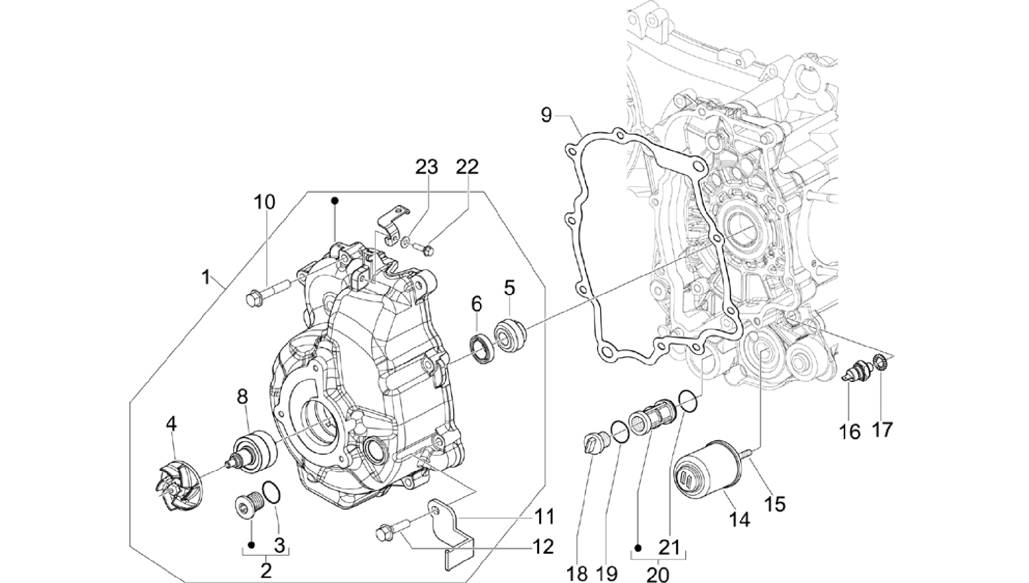 Flywheel magneto cover - Oil filter