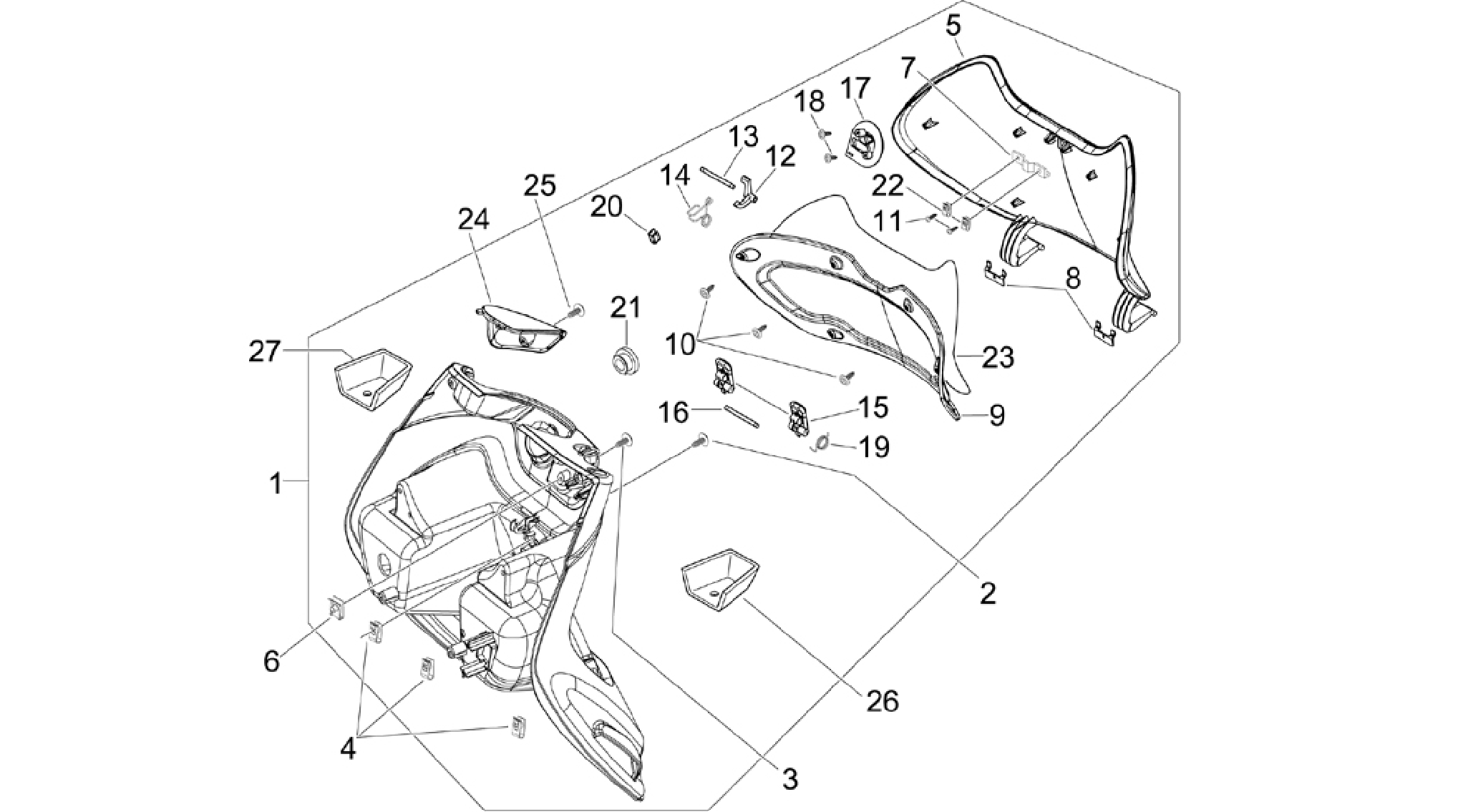Front glove-box - Knee-guard panel