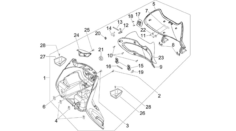 Front glove-box - Knee-guard panel