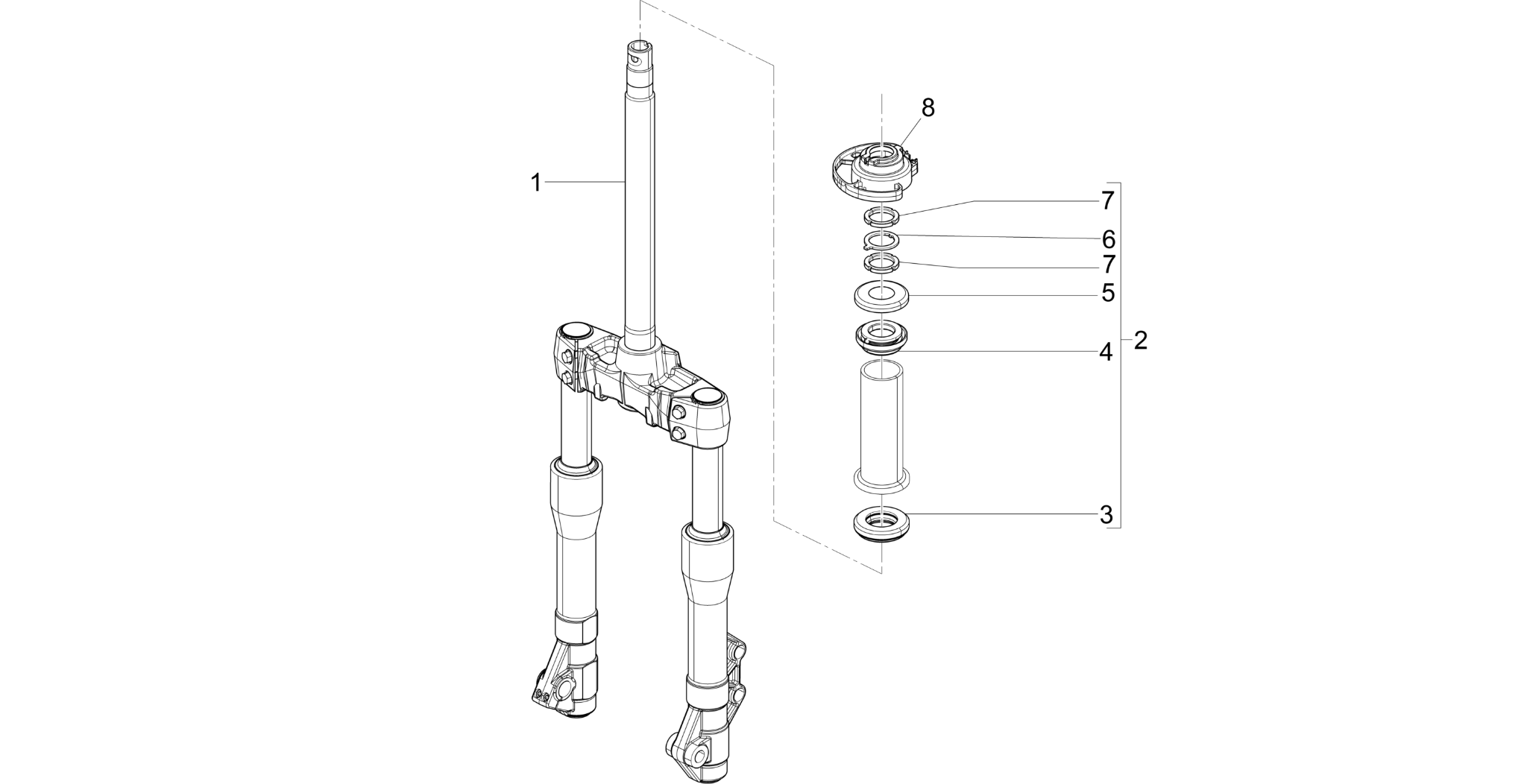 Fork/steering tube - Steering bearing unit