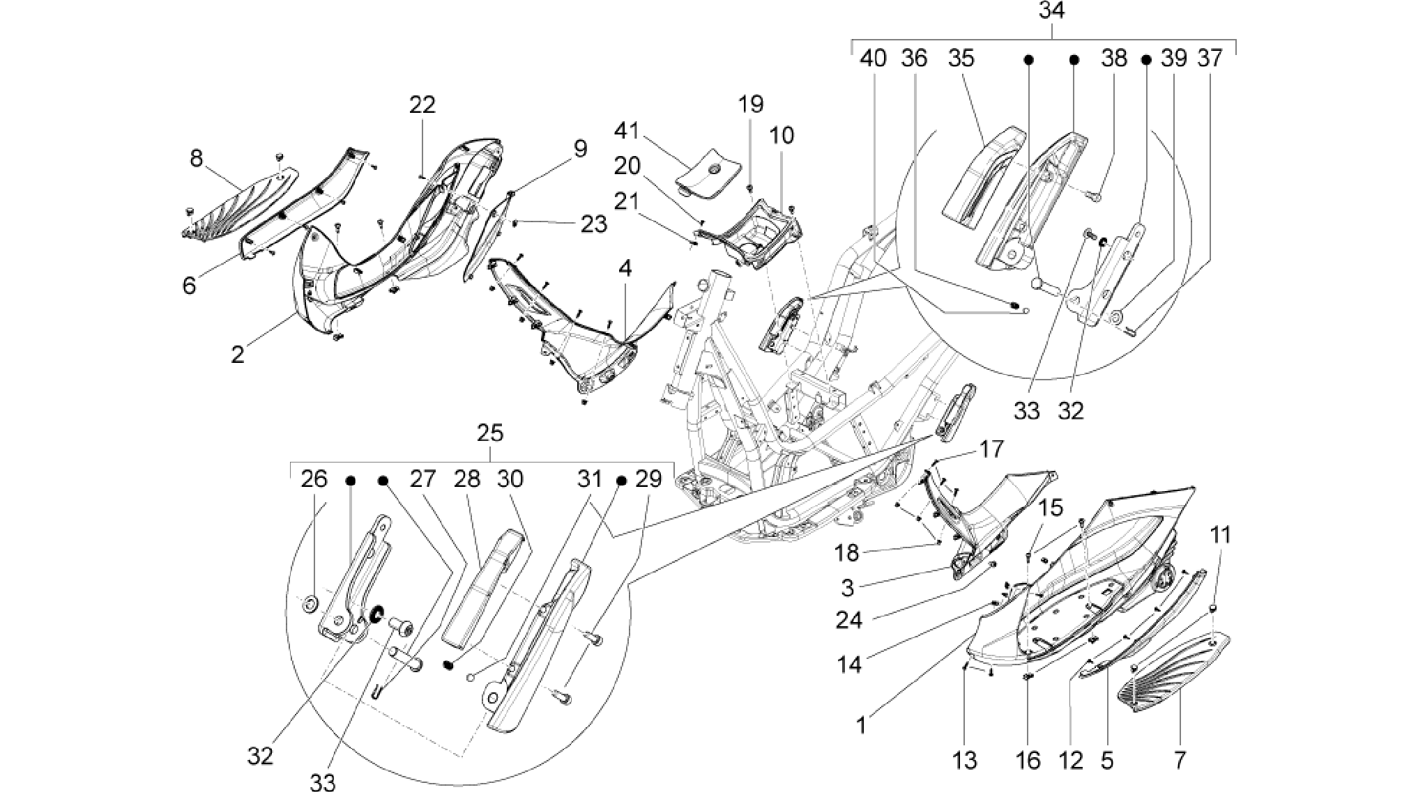 Central cover - Footrests