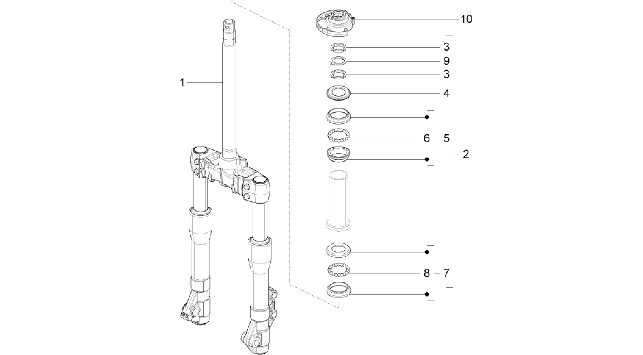 Fork/steering tube - Steering bearing unit