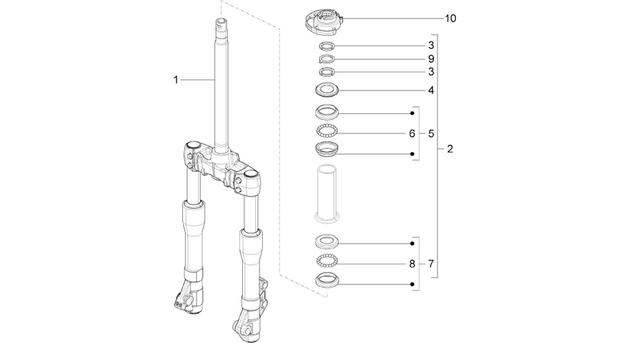 Fork/steering tube - Steering bearing unit