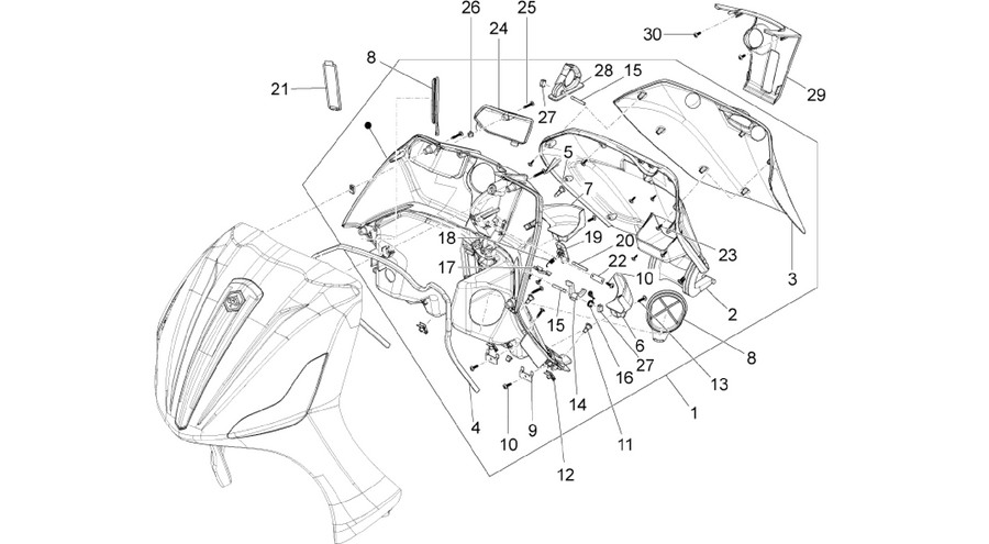 Front glove-box - Knee-guard panel
