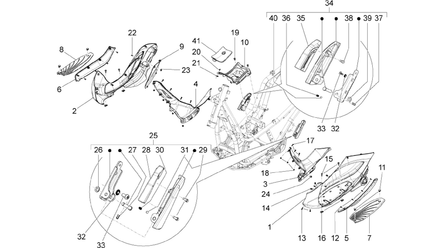 Central cover - Footrests