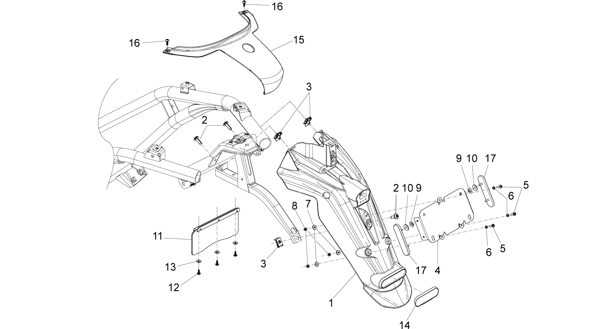 Rear cover - Splash guard