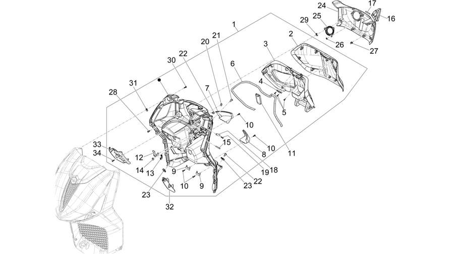 Front glove-box - Knee-guard panel