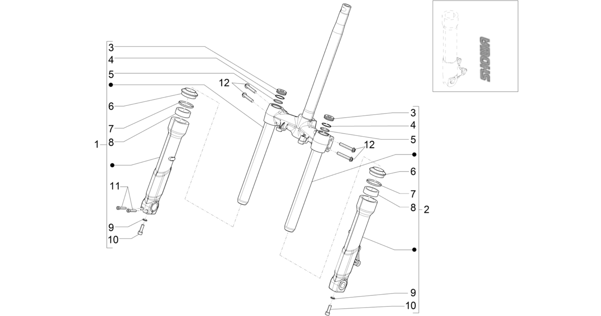 Fork's components (Showa)