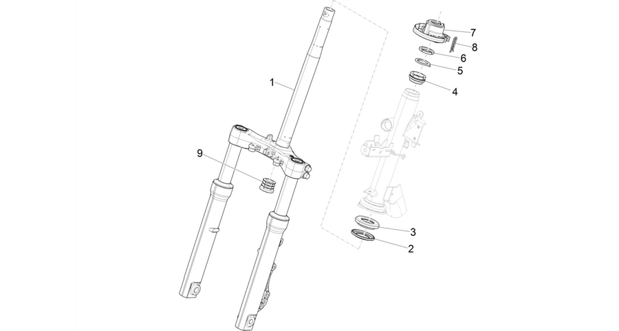 Fork/steering tube - Steering bearing unit