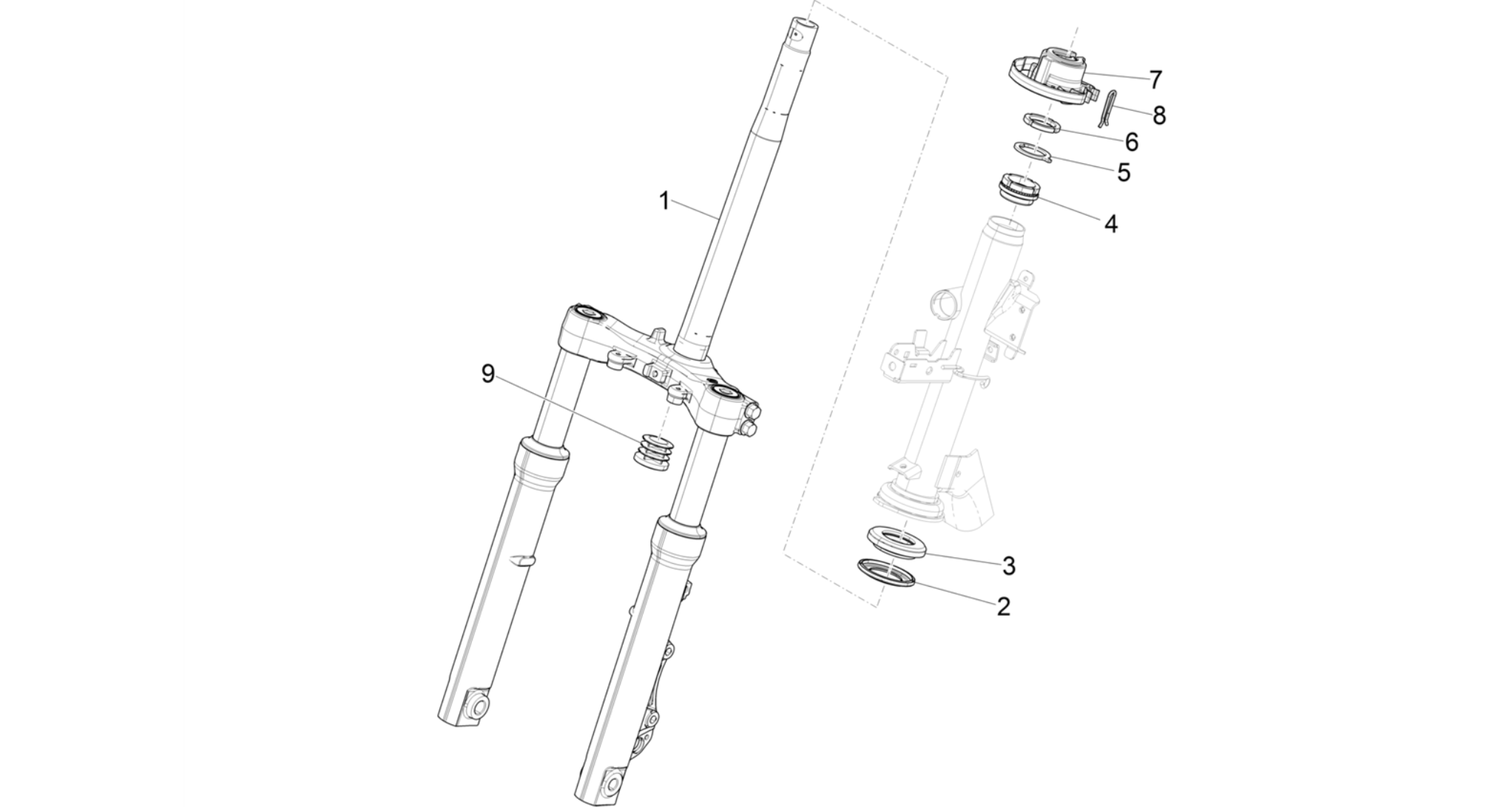 Fork/steering tube - Steering bearing unit