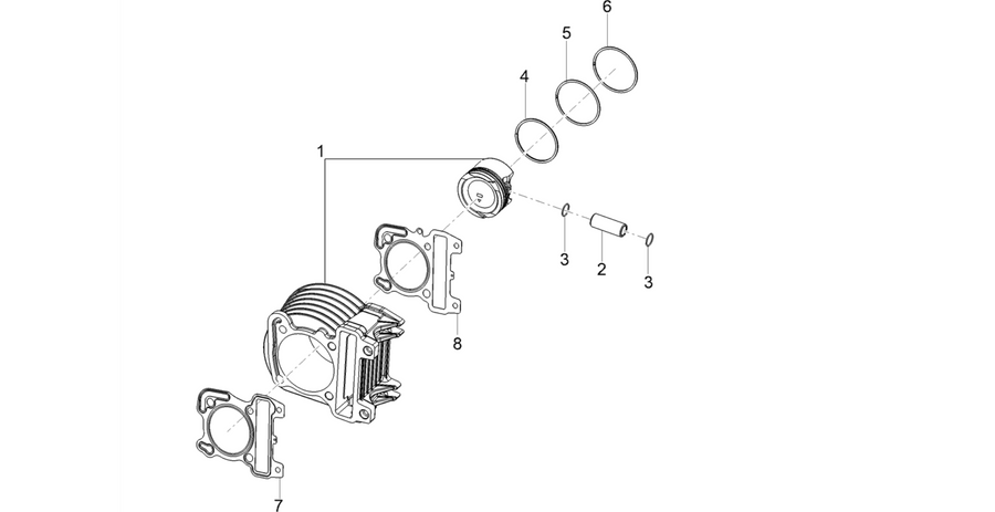 Cylinder-pistston-wrist pin unit