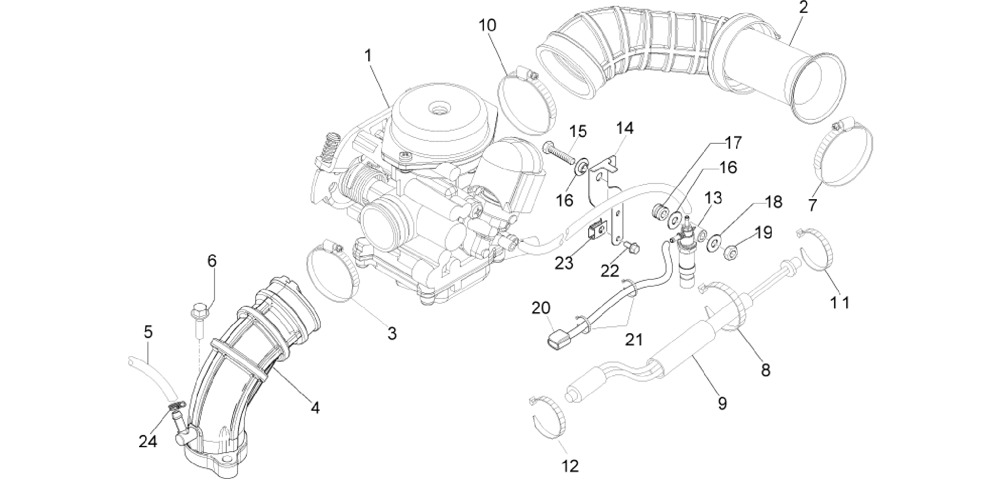 Carburettor, assembly - Union pipe