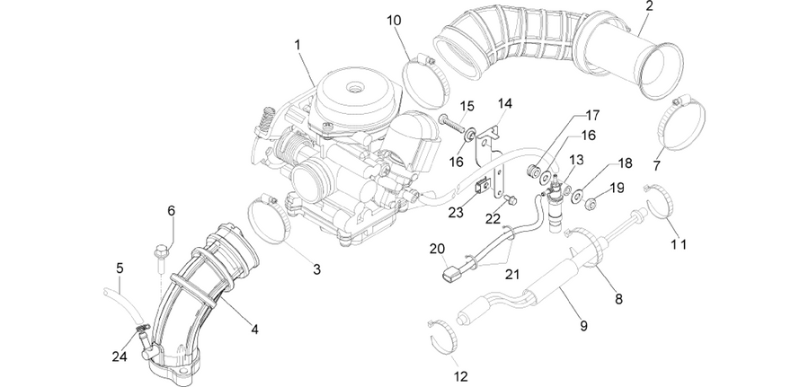 Carburettor, assembly - Union pipe
