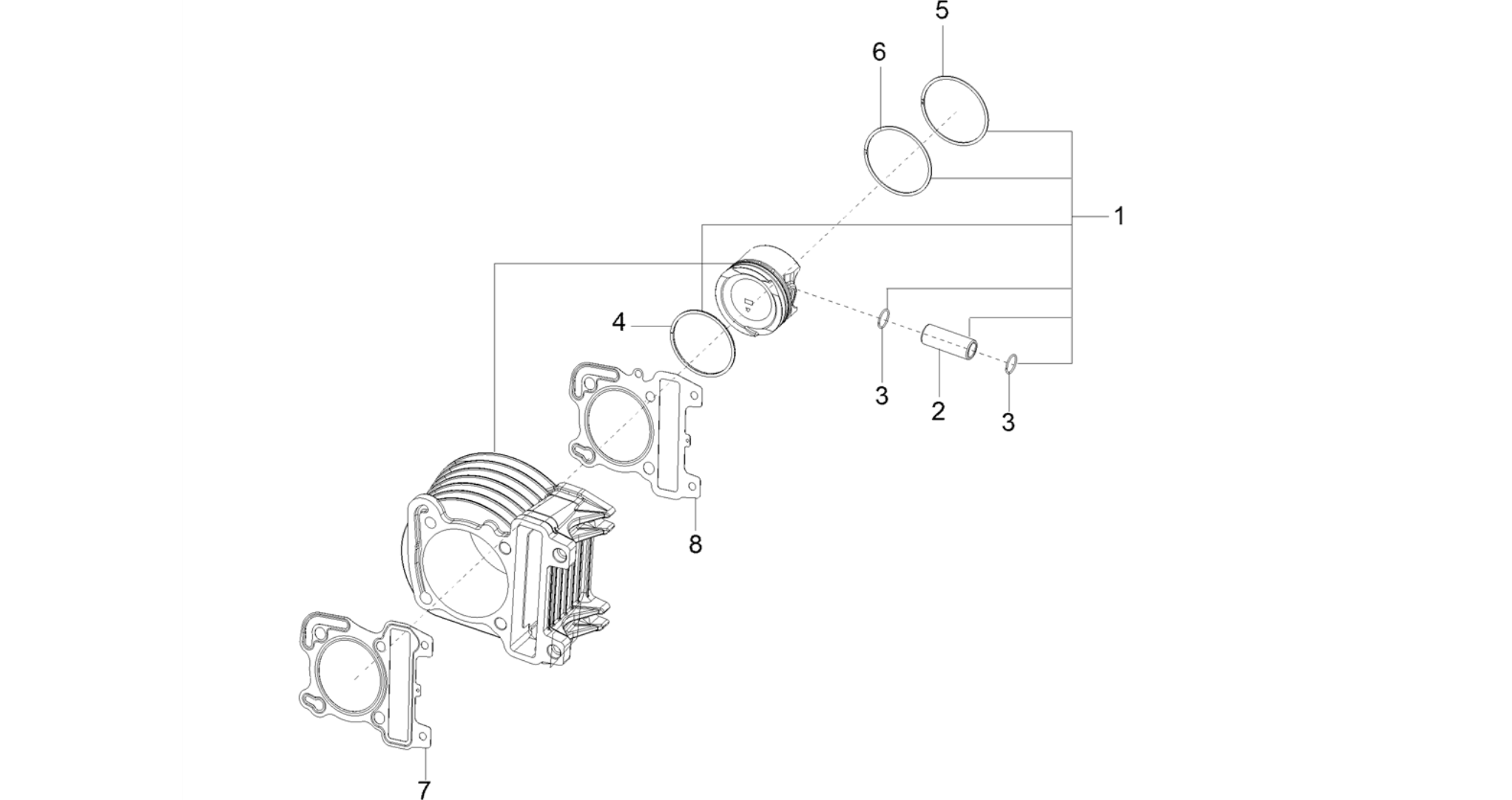 Cylinder-pistston-wrist pin unit