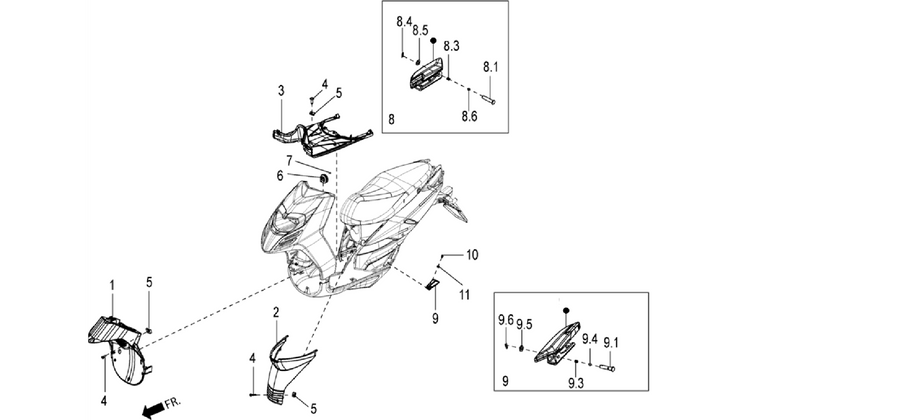Central cover - Footrests
