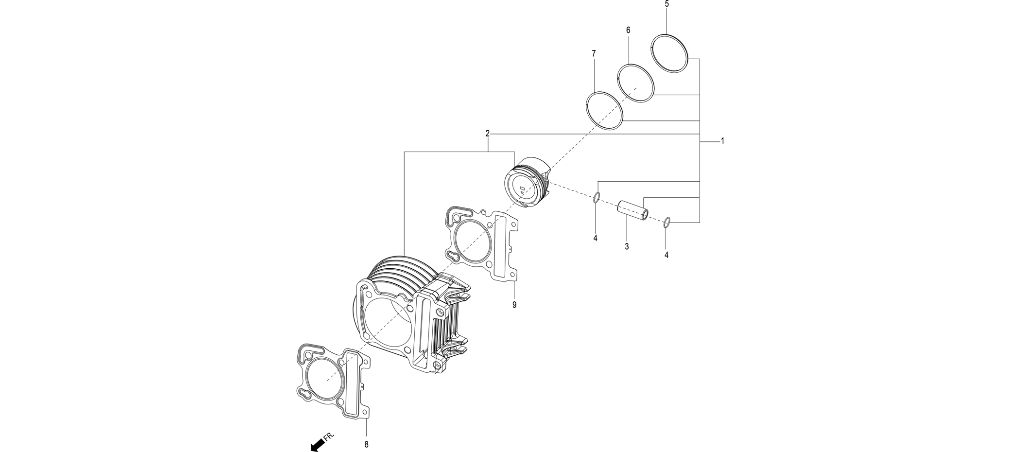 Cylinder-pistston-wrist pin unit