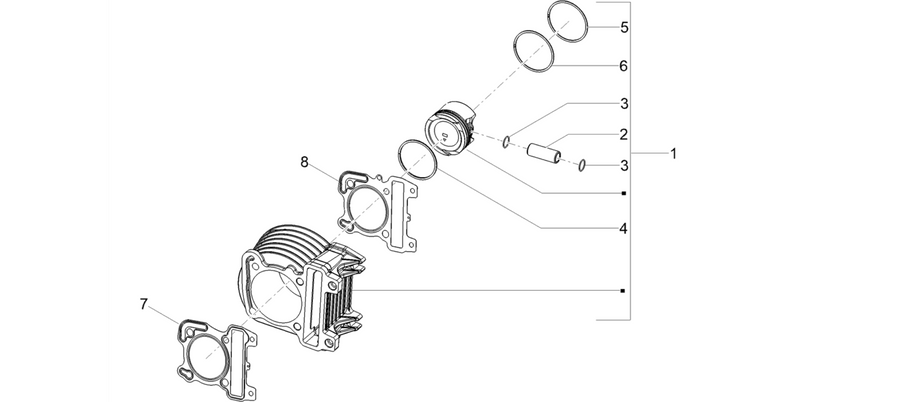 Cylinder-pistston-wrist pin unit