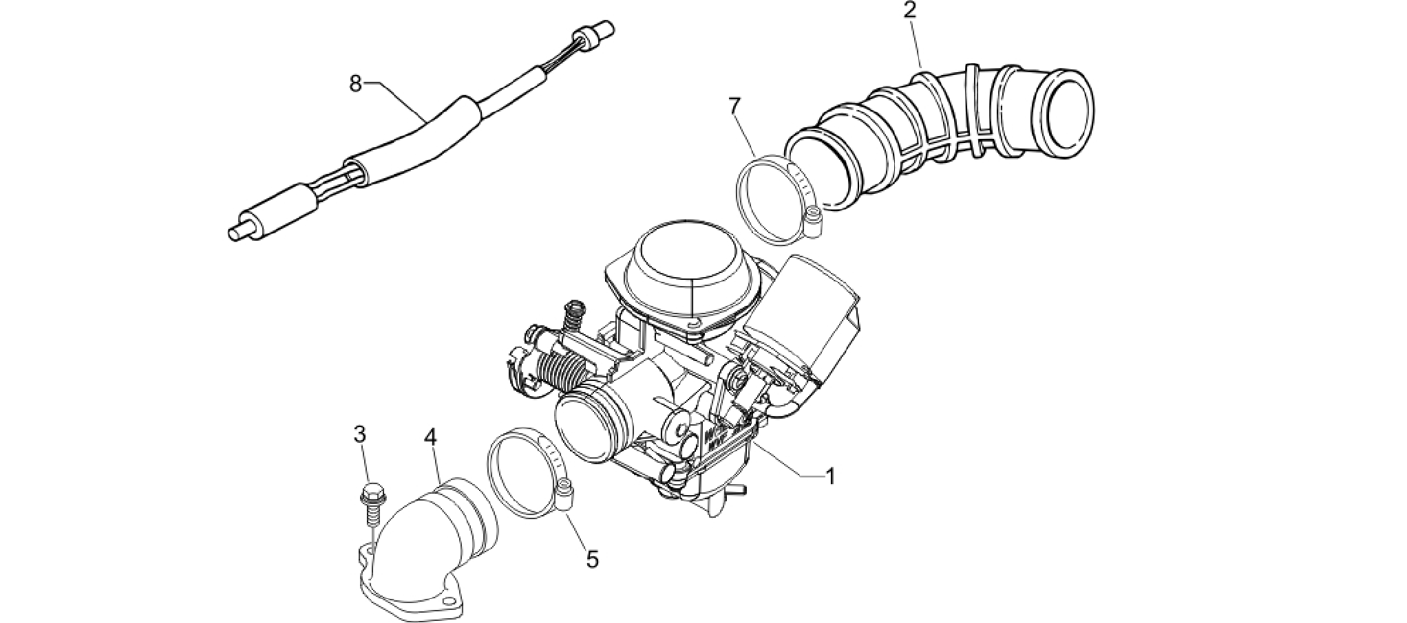 Carburettor, assembly - Union pipe