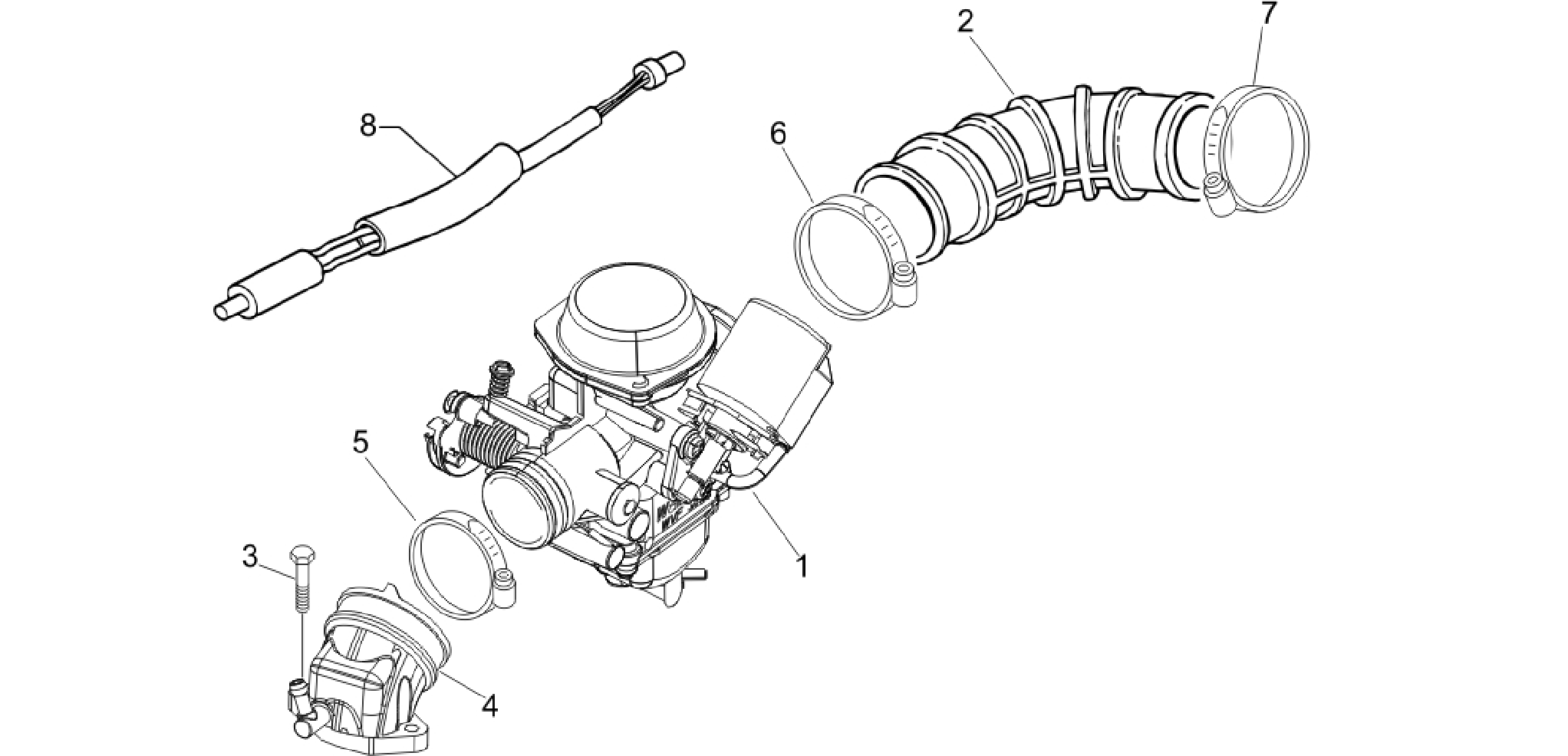 Carburettor, assembly - Union pipe