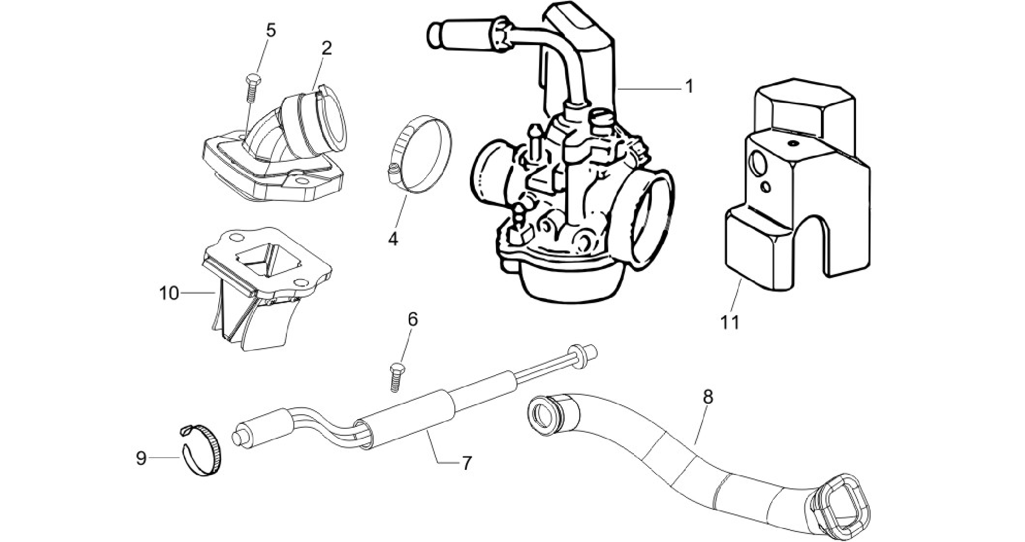 Carburettor, assembly - Union pipe