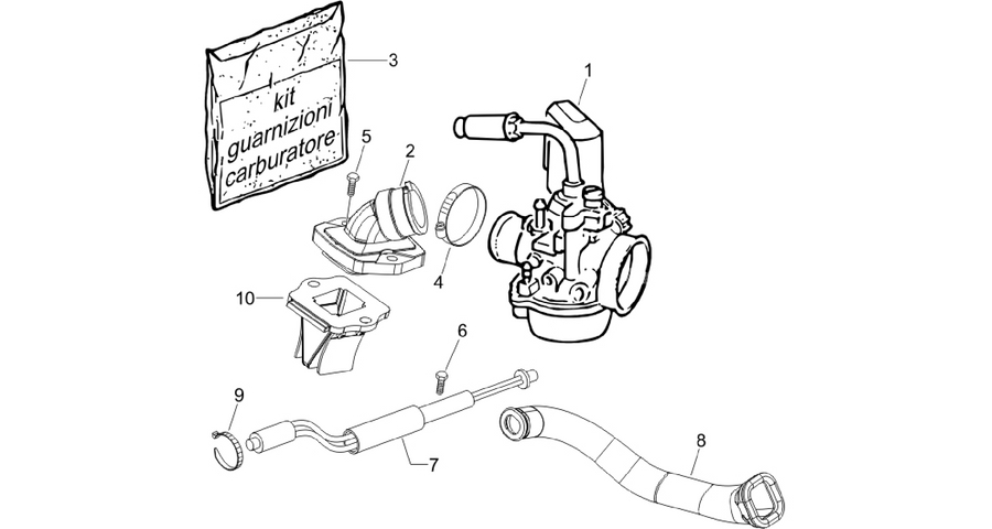 Carburettor, assembly - Union pipe