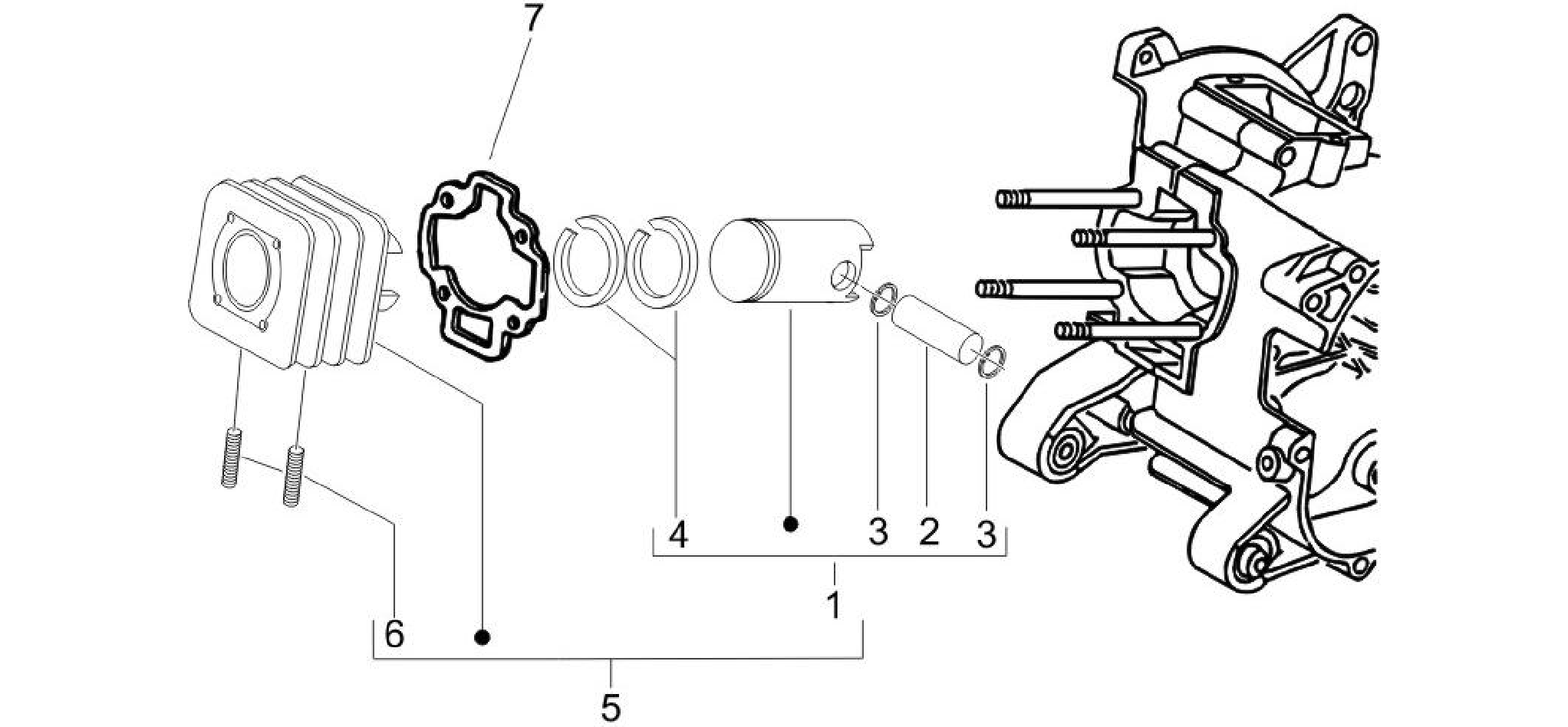 Cylinder-piston-wrist pin unit