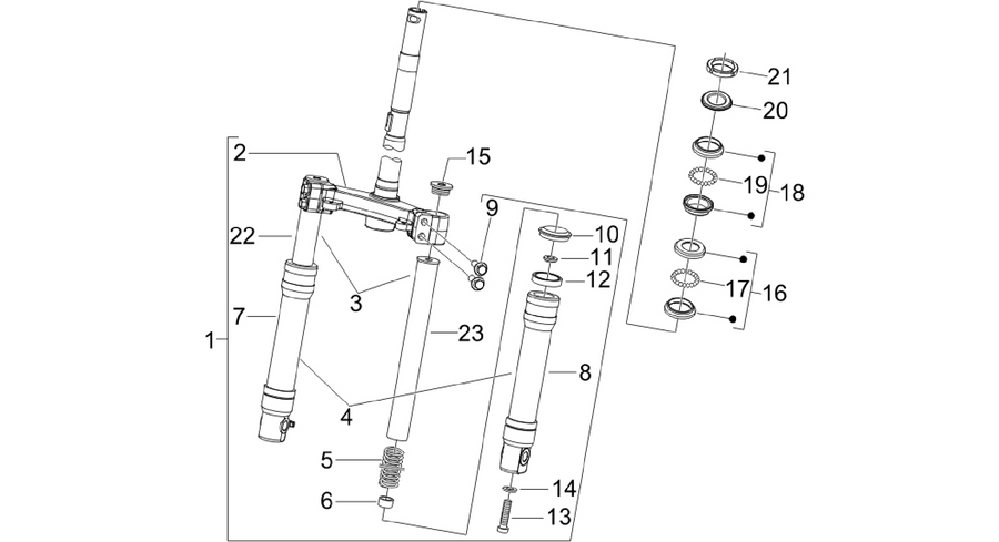 Fork/steering tube - Steering bearing unit